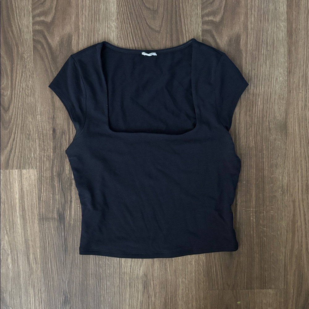 Garage Navy Blue Square Neck Women's Top